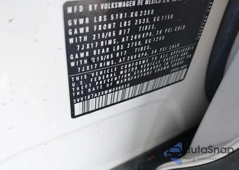 2021 Volkswagen Tiguan 2.0T S z USA, uszkodzony, nr VIN 3VV1B7AX8MM098010